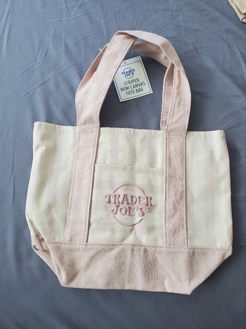 Trader Joes Striped Pink Mini Tote
